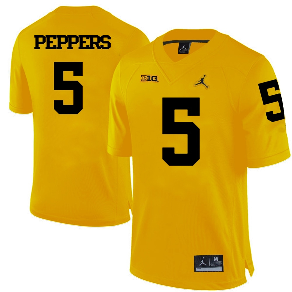 Michigan Wolverines Men's NCAA Jabrill Peppers #5 Yellow College Football Jersey ZFN8549PX